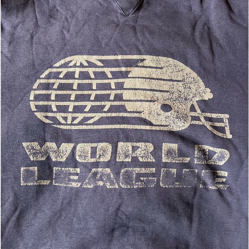 RARE 90s World League American Football Blue Pullover Sweatshirt XL Logo 7 WLAF - Picture 2 of 10